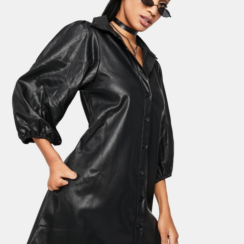 dolls kill black faux leather jacket